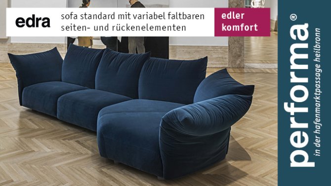 edra standard sofa verstellbare seitenteile und rückenteile Francesco Binfaré blau