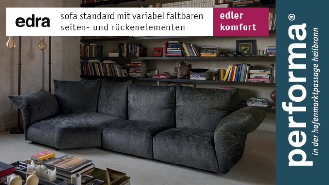 edra standard sofa verstellbare seitenteile und rückenteile Francesco Binfaré dunkelgrau