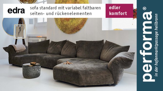 edra standard sofa verstellbare seitenteile und rückenteile Francesco Binfaré grau
